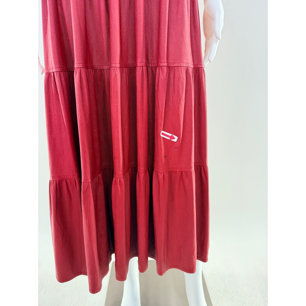 Derek Lam 10 Crosby Red Faux Leather Tiered Spaghetti Strap Maxi Dress Size 4 - Picture 8 of 10